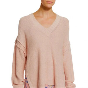 See By Chloé Silver Pink Oversized Knit Sweater Women’s S V-Neck Pullover